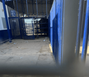 Hermetically closed unidirectional turnstiles where migrants were trapped (cropped)
