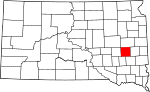 State map highlighting Miner County