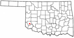 Location of Mangum, Oklahoma