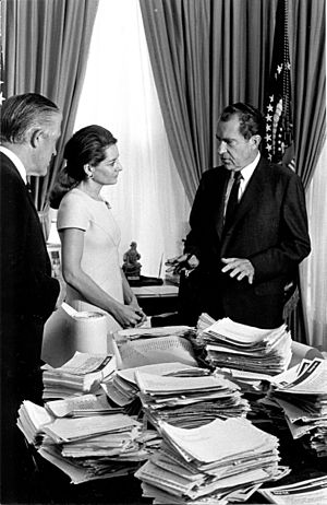 President Richard Nixon, George W. Romney, and Barbara Walters