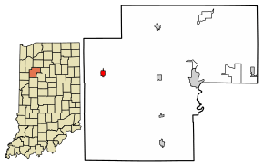 Location of Wolcott in White County, Indiana.