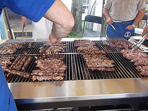 Greek American souvlaki grilling at 2011 Greek Festival, Piscataway, New Jersey