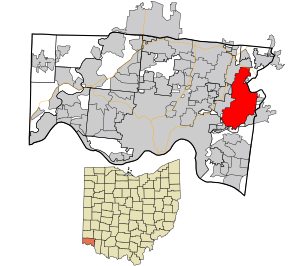 Location in Hamilton County and the state of Ohio