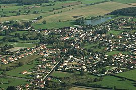 An aerial view of Lusigny
