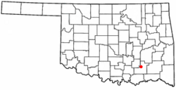Location of Stringtown, Oklahoma