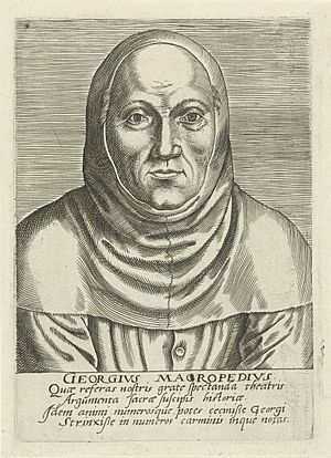 Portret van Georgius Macropedius Georgivs Macropedivs (titel op object), RP-P-1906-1493