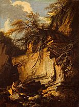 Rosa - Landscape with Saint Anthony Abbot and Saint Paul the Hermit, About 1660 - 1665 (cropped)