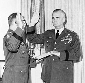 General William Westmoreland is sworn-in as 25th Chief of Staff of the United States Army by Army Vice Chief of Staff General Ralph E. Haines Jr