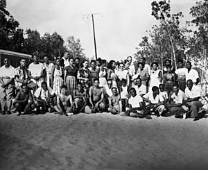 Group at segregated beach - Virginia Key, Florida