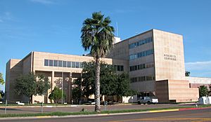 The Hidalgo County Courthouse as seen from University Drive in late 2002