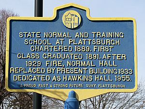Historic Plaque in front of Hawkins Hall, SUNY Plattsburgh