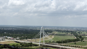 View of the Margaret Hunt Hill Bridge, a Santiago Calatrava-designed bridge over the Trinity River in Dallas, Texas LCCN2014632135