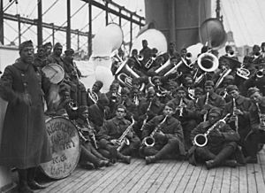 (African American) Jazz Band and Leader Back with (African American) 15th New York. Lieutenant Jame . . . - NARA - 533506