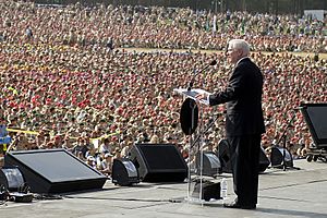 Defense.gov News Photo 100728-D-7203C-014 - Secretary of Defense Robert M. Gates addresses an audience of more than 45000 during the Boy Scouts of America 2010 National Scout Jamboree at