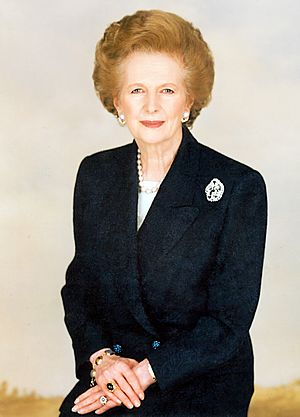 Thatcher in a half-length portrait photograph