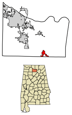 Location of Eva in Morgan County, Alabama.