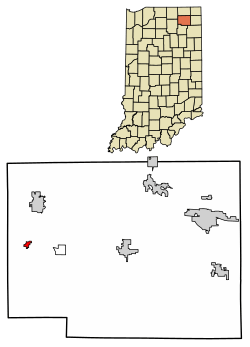 Location of Cromwell in Noble County, Indiana.