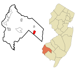 Map of Olivet in Salem County. Inset: Location of Salem County in New Jersey.