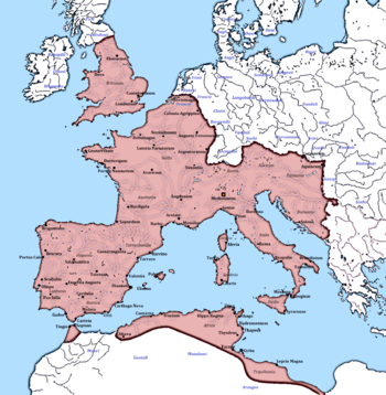 The territory controlled by the Western Roman Imperial court following the nominal division of the Roman Empire after the death of Emperor Theodosius I in AD 395.