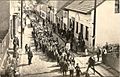 Зеница - 1928 - краљев рођендан, улица краља Петра I (данашња Титова), ретуширана разгледница