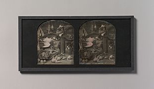 -Stereograph Still-life of Fowl with Initialed Barrel and Root Vegetables- MET DP700240