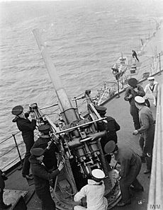 3-inch AA gun and crew on HMS Royal Oak WWI IWM Q 18493