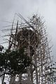 Bamboo scaffolding around a water tower