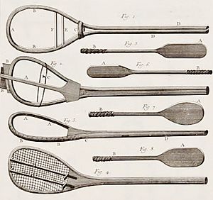 Jeu de paume racquets and battoirs, 1772