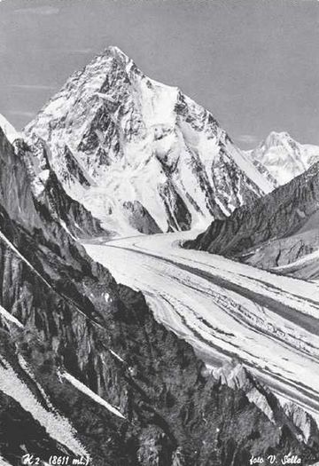 K2 from Godwin-Austen glacier, Vittorio Sella, 1909 (cropped)