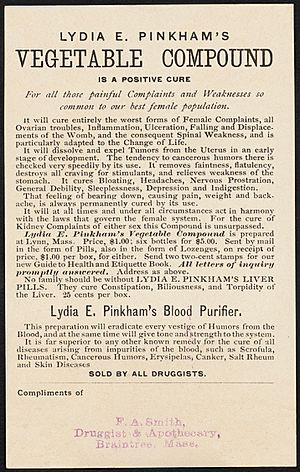 Lydia E. Pinkhams cures and claims
