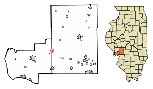 Location of Medora in Macoupin County, Illinois.