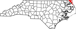Map of North Carolina highlighting Currituck County