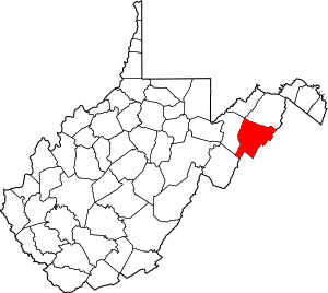 Map of West Virginia highlighting Hardy County