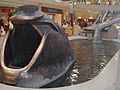 Metal whale statue in fountain, West Edmonton Mall (2005)