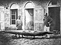 Robert Whitehead with battered test torpedo Fiume c1875