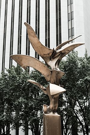 Winged Man sculpture by Richard Hunt 1987, Chicago