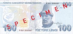 100 Türk Lirası reverse