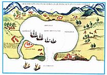 1600 drawing of Dutch ships in Taiwan
