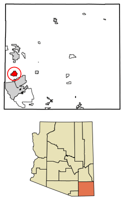 Location of Whetstone in Cochise County, Arizona.