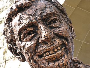 Fred Rogers statue Pittsburgh Close up face