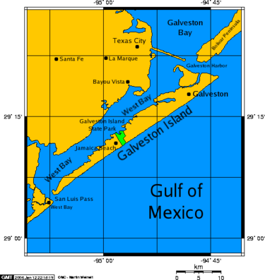 Geographic map of San Luis Pass, Texas