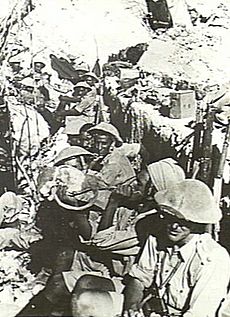 Indian troops overlooking Sanchil in Eritrea 1941
