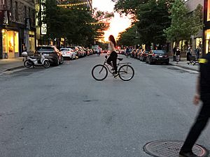 Montreal's Boulevard Saint-Laurent at sunset on summer solstice 2.jpg