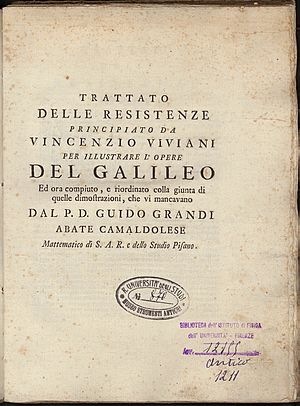 Trattato delle resistenze di Vincenzo Viviani completato da Guido Grandi (Firenze, 1718)