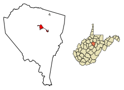 Location of Weston in Lewis County, West Virginia.