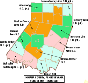 Map of Indiana County Pennsylvania School Districts