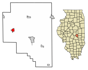 Location of Bethany in Moultrie County, Illinois.