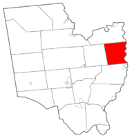 Map highlighting Northumberland's location within Saratoga County.