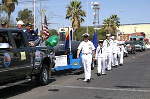 US Navy 070317-N-5324D-002 Sailors from the Los Angeles-class fast attack submarine USS Tucson (SSN 770) and Navy Operational Support Center Tucson take part in the annual St. Patrick's Day Parade