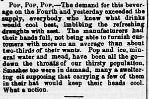Word "pop" used for carbonated beverage 1854